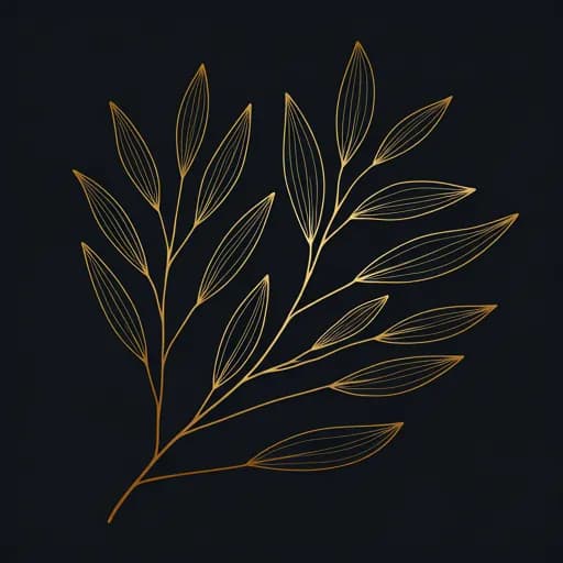 subtle organic plant pattern texture in gold line art on dark background